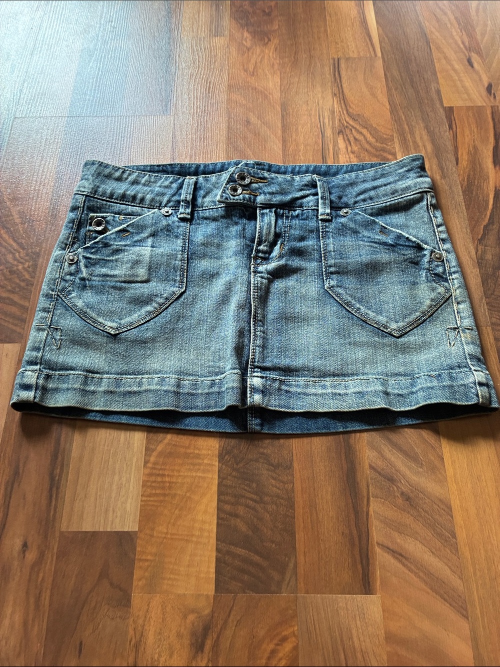 YMI Washed Blue Denim Mini Skirt
